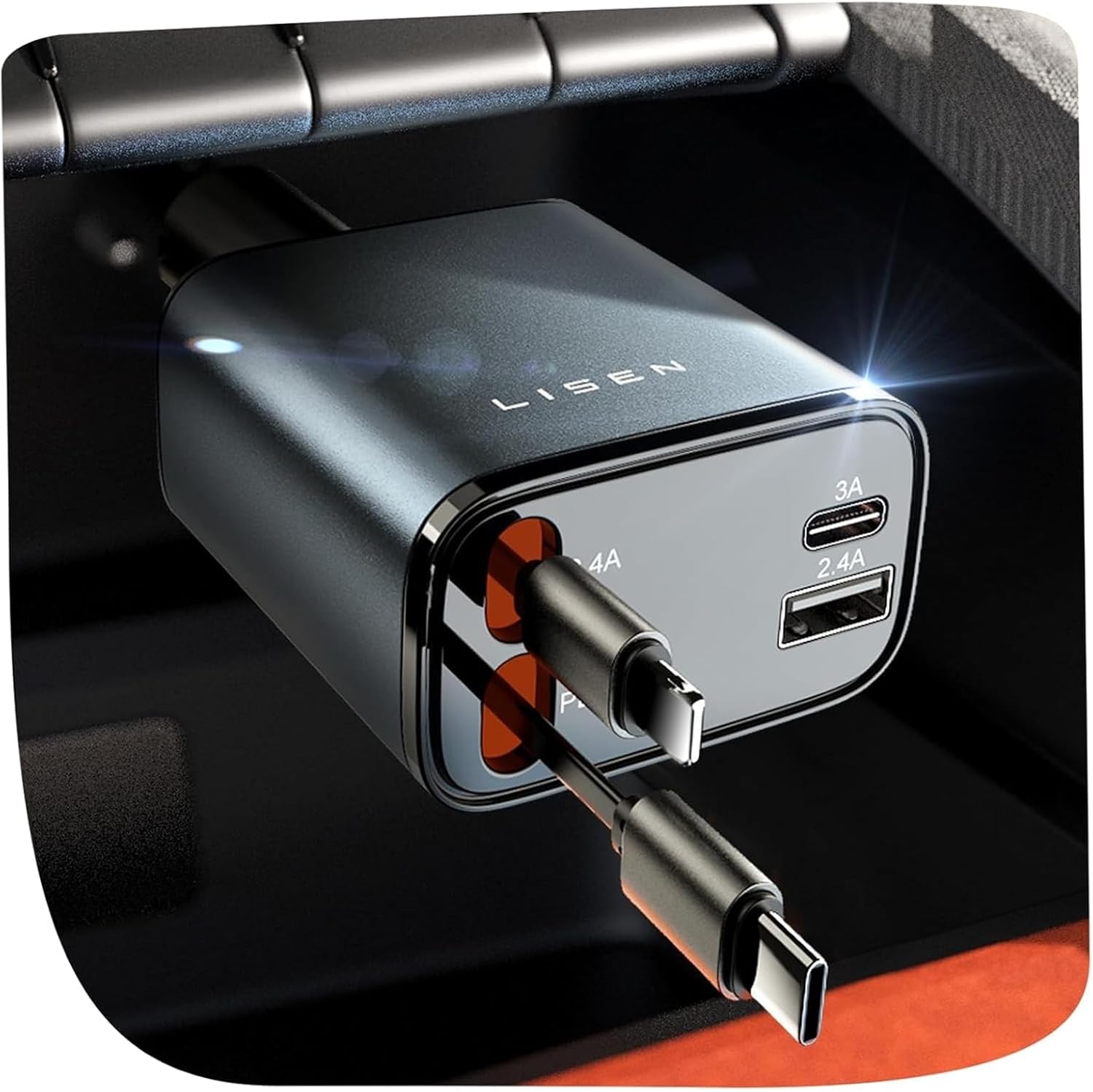 LISEN Retractable Car Charger Adapter 69W Cigarette Lighter USB Car Charger USB C Car Phone Charger Holiday Essentials Fathers Day Dad Gift Car Accessories Gifts for Women Men for iPhone 16 15 Switch