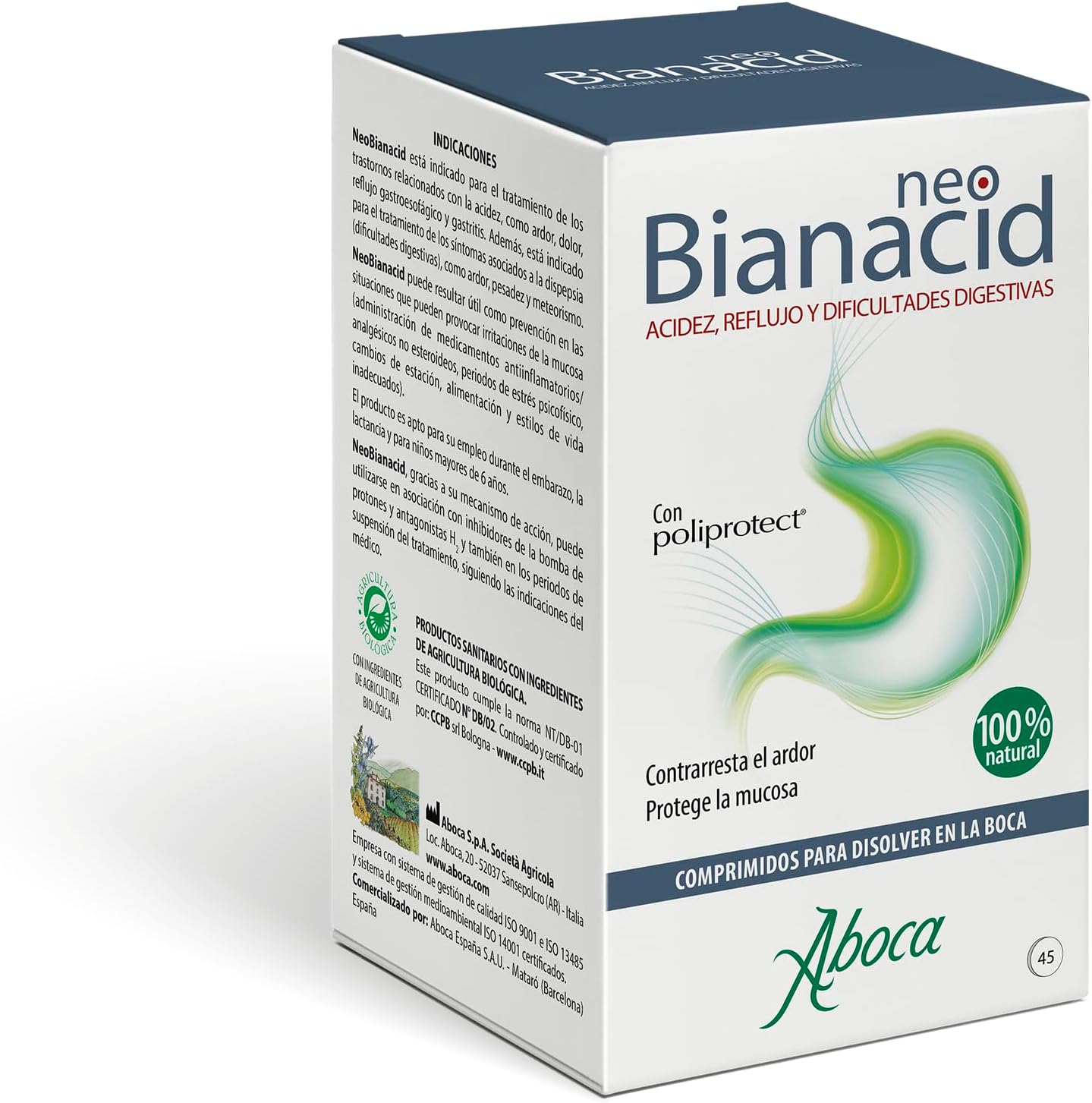 Neobianacid. Heartburn Relief. 45 chewable tablets. Acid Reflux and Indigestion - Strong Antacid