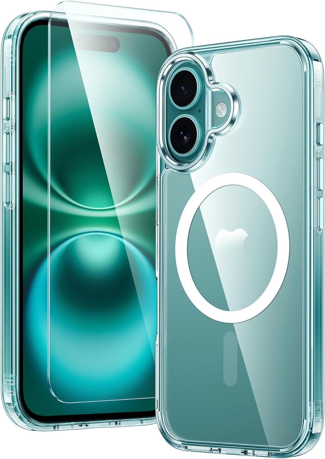 FNTCASE for iPhone 16 Case: Clear Magnetic Military Grade Drop Protection Anti Yellowing Slim Case - Rugged Shockproof Protective Transparent Cell Phone Cover(Clear)