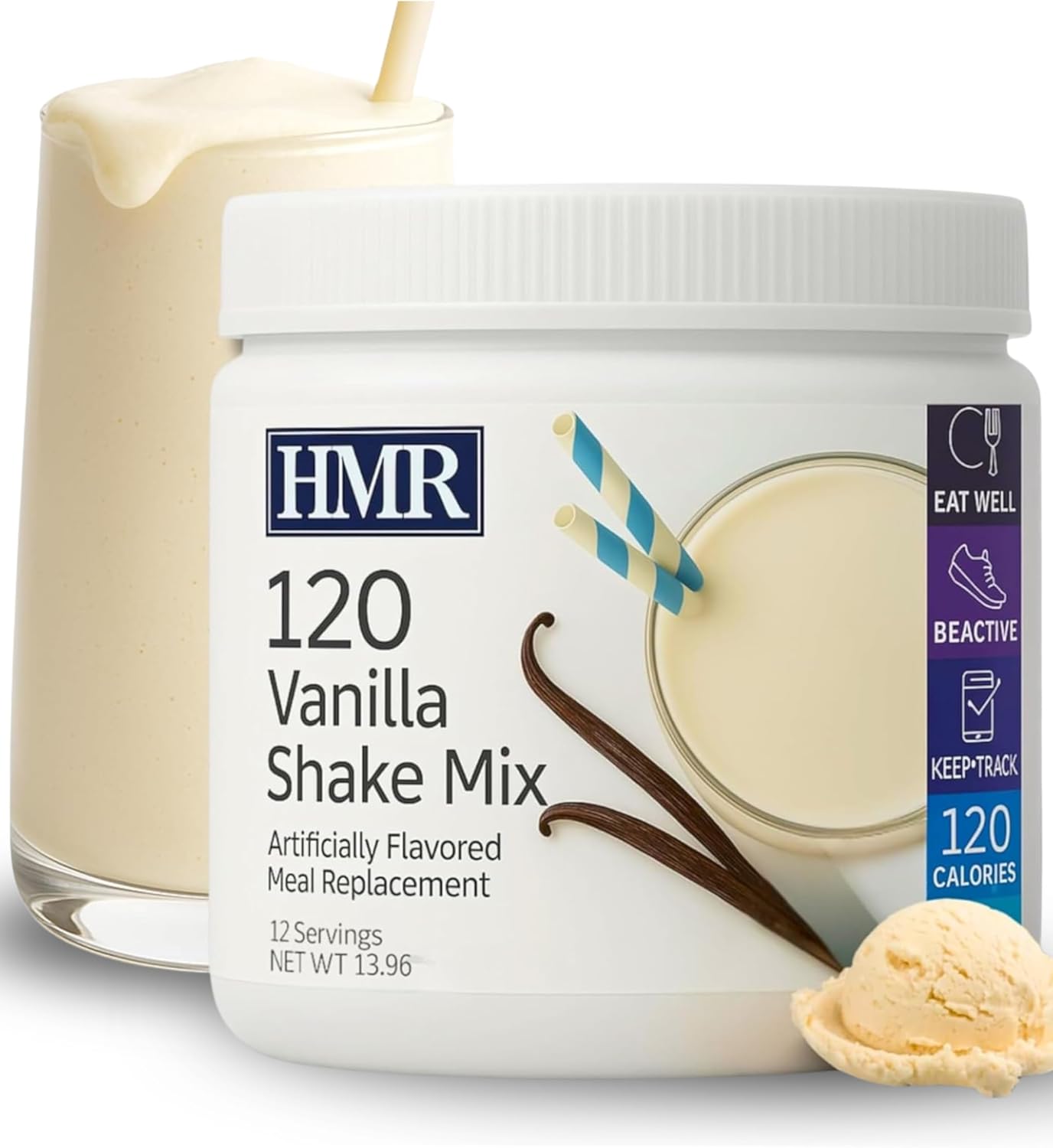 HMR 120 Vanilla Shake Meal Replacement Powder | Vanilla Shake Mix to Support Healthy Weight Loss | 12g of Protein | Nutritional Drink | Low Calorie Food | 12 Servings