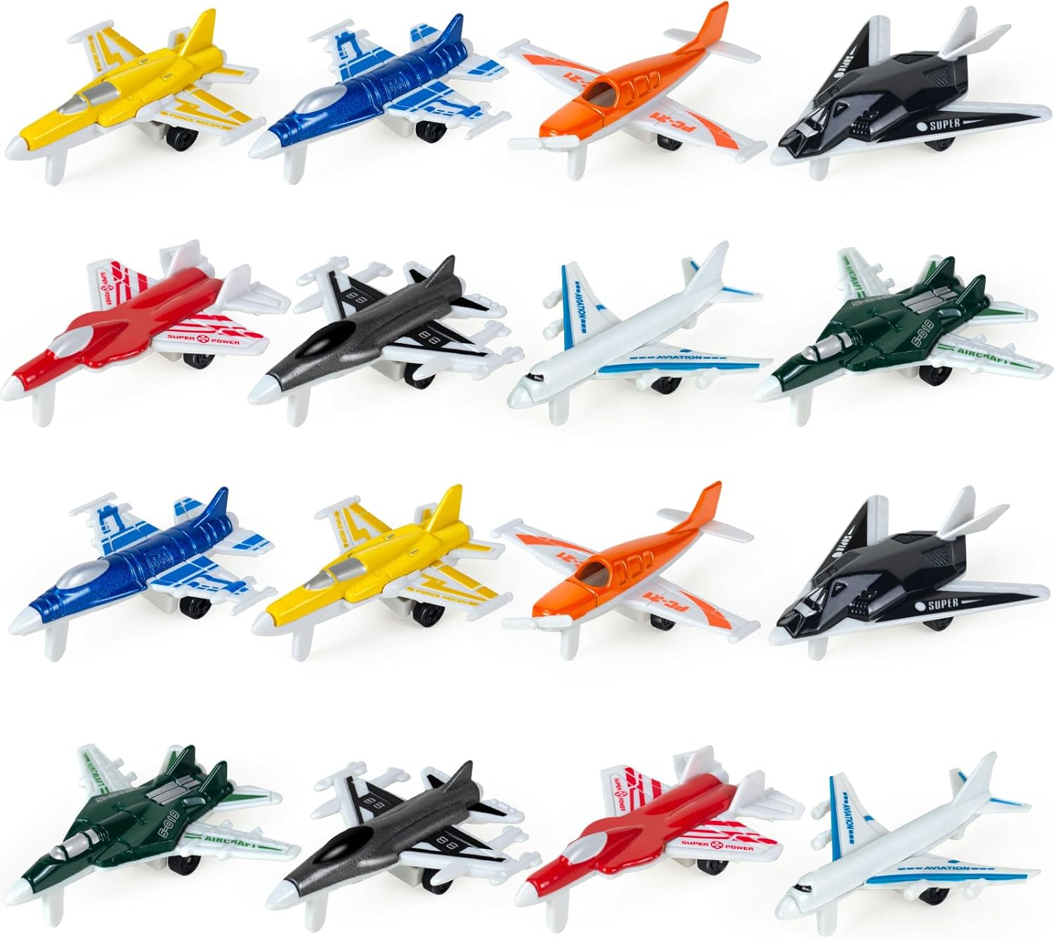 16 Pcs Airplane Toy for Kids,Die Cast Airplanes Toys for Kids Aages 4-8,Mini Planes Model/Glider Planes/Airlines Plane Toys for Kids Birthday Gift Cake Toppers Party Favors Stocking Stuffers