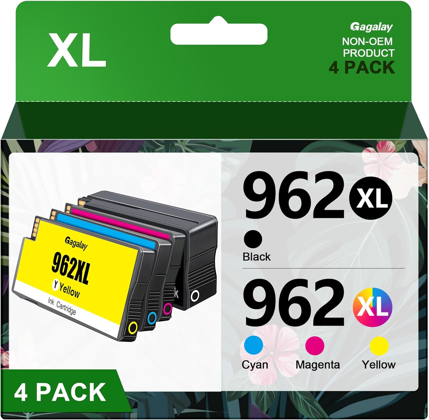 XL 962 Ink Cartridges for HP 962XL Ink Cartridges Combo Pack Replacement for HP962XL/962 Ink Cartridges Combo Pack Work for HP Officejet Pro 9010 Series Ink Cartridges 9015 9020 Printer 4 Pack