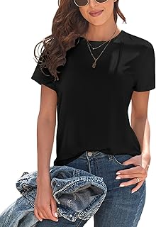 KevaMolly Basic T Shirts for Women UPF 50+ Short Sleeve Casual Summer Tops Trendy Solid Loose Fit Tshirt