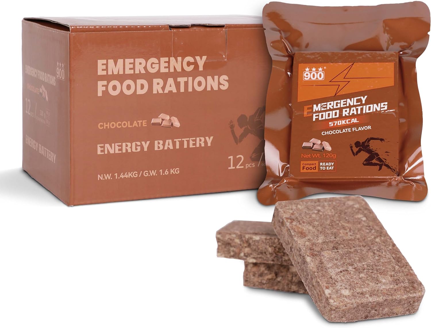 Emergency Food Bars - Chocolate Hardtack, Mre Meals Military 2025, Long Shelf Life, Emergency Meals Ration Bars, Emergency Supplies for Disaster Preparedness, 12 Count
