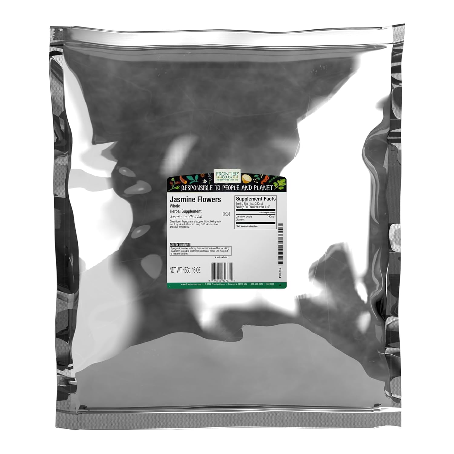 Frontier Co-op Dried Jasmine Flowers, 1lb Bulk Bag, Whole Jasmine Buds, Natural & Kosher Edible Flowers | Ideal for Jasmine Flowers Tea and Herbal Use