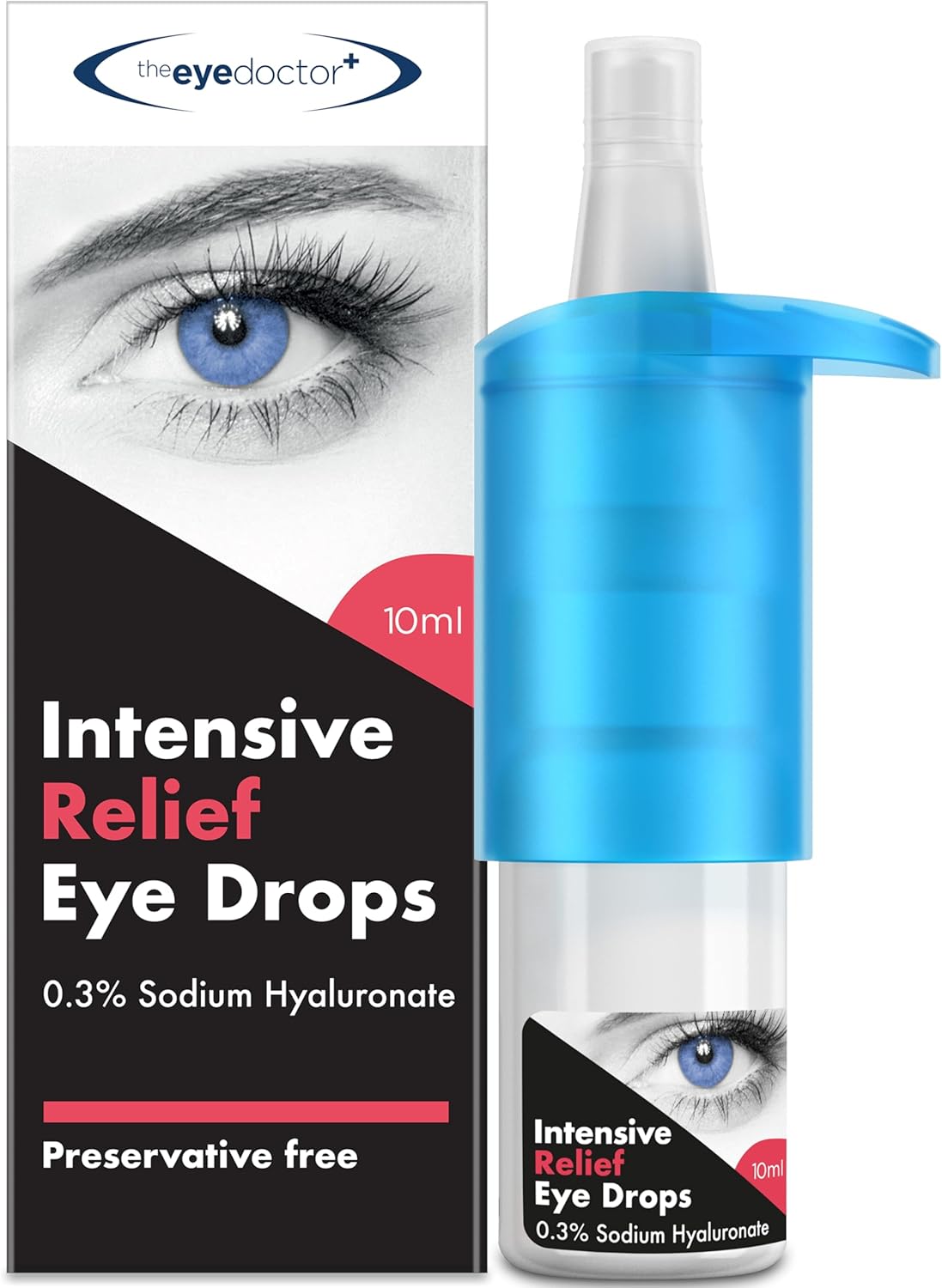 The Eye Doctor Intensive Eye Drops for Dry Eyes - Preservative Free Eyedrops for Dry Eye Relief - Gently calms Itchy, Sore & Infected Eyes - Suitable for Contact Lenses with 0.3% Sodium Hyaluronate