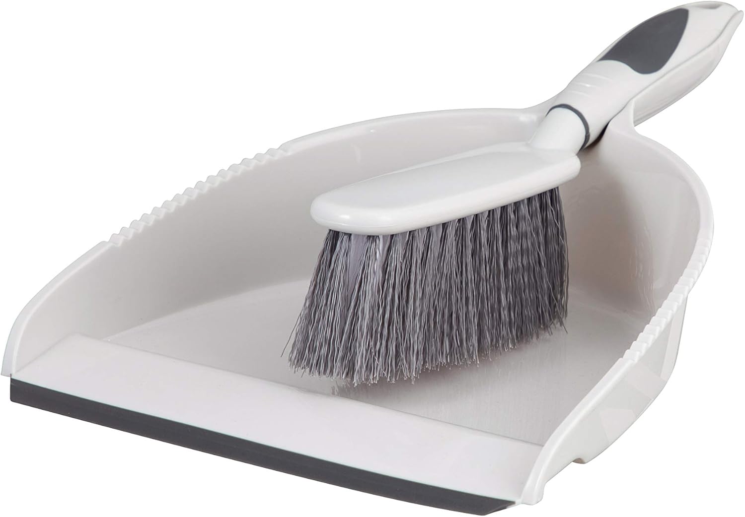Superio Brush and Dustpan Set, Rubber Edge for Easy Dirt Pickup, Durable Plastic Broom Set with Ergonomic Grip Handle, for Table, Countertop, Desk (1)