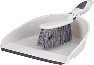 Superio Brush and Dustpan Set, Rubber Edge for Easy Dirt Pickup, Durable Plastic Broom Set with Ergonomic Grip Handle, for Table, Countertop, Desk (1)