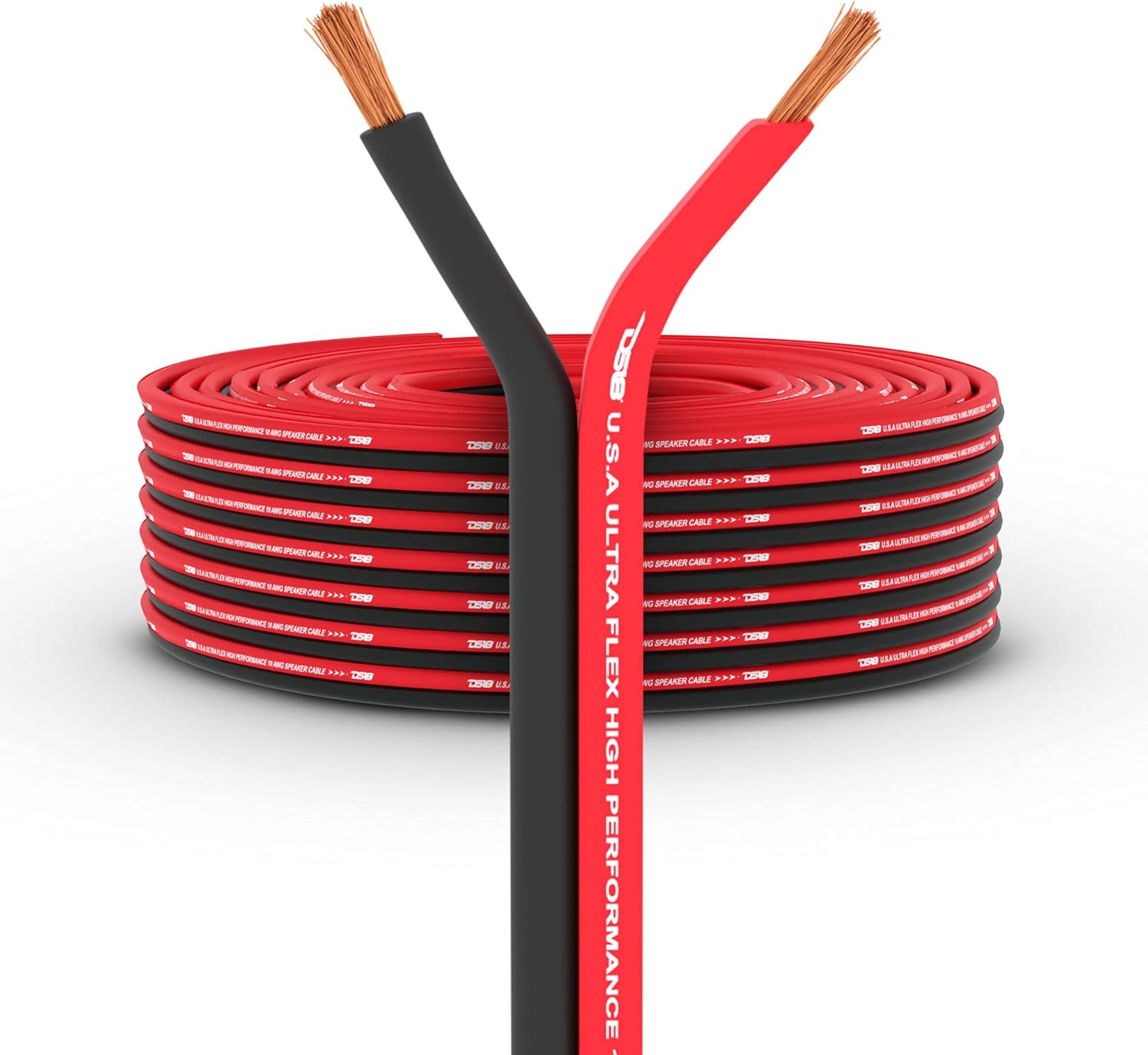 DS18 SW-12GA-100RB 12-GA Ultra Flex Speaker Wire Red and Black 100FT - Speaker Cable for Audio Applications