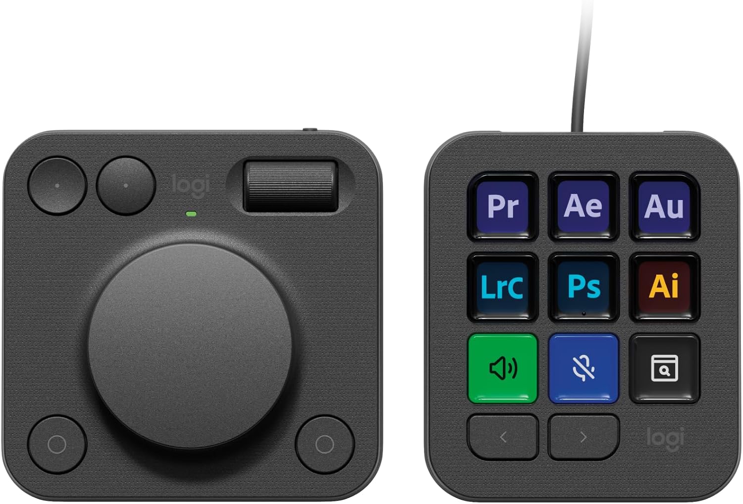 Logitech MX Creative Console, Programmable Keypad With 9 Customisable LCD Keys and Control Dial for Graphic Design, Video Editing, Photography, use with Adobe, Zoom, Spotify and more - Graphite