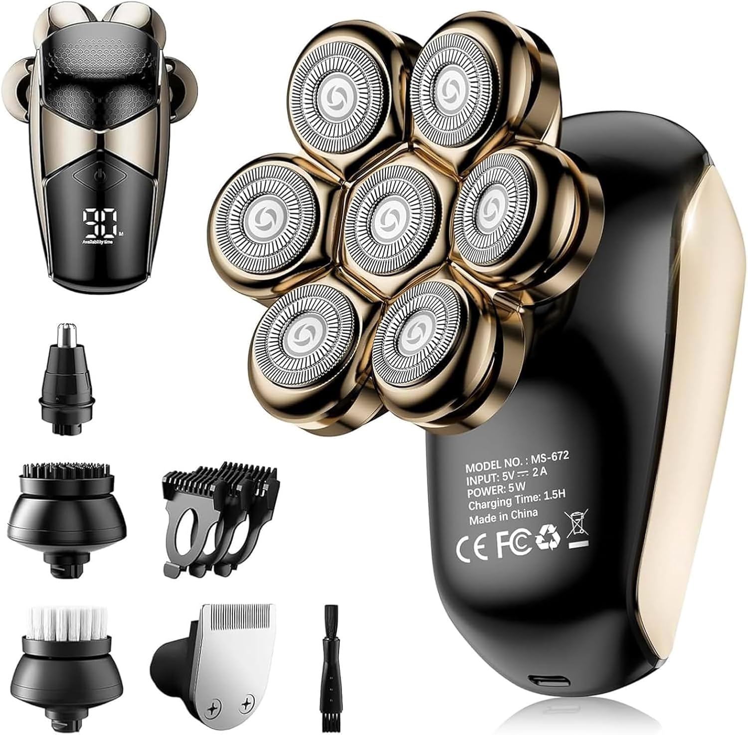 Head Shavers for Bald Men: 5-in-1 Electric Razor - IPX7 Waterproof Shaving Grooming Kit for Balder - Turbo Speed & Precision Blades