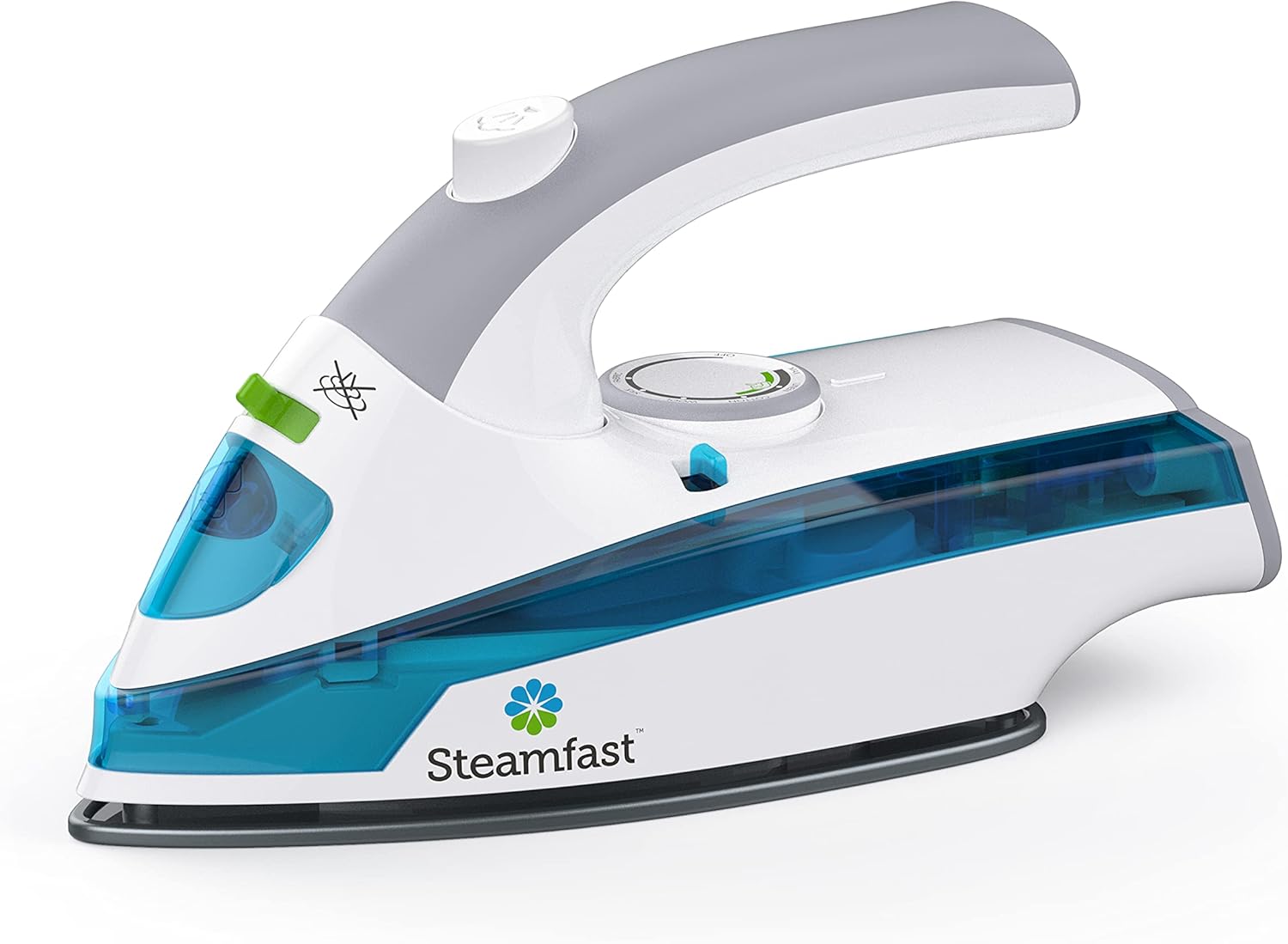 Steamfast SF-710 Mini Steam Iron, Non-Stick Sole Plate, Foldable Handle, Cord Storage, White