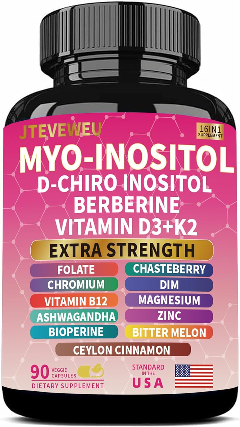 Myo Inositol Supplement - Women's All-in-One Supplement - with Myo-Inositol, D-Chiro Inositol & 13+ Extra Strength Ingredients -(90 Capsules)