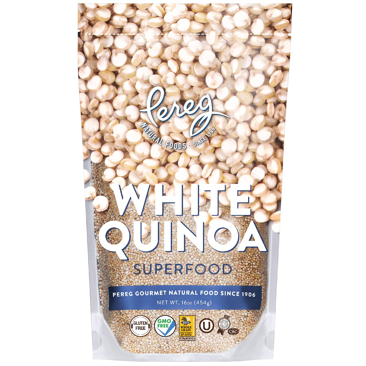 Pereg Gourmet White Quinoa, 16oz Resealable Pouch | Gluten Free | Super-food | Great in Salads! | Kosher
