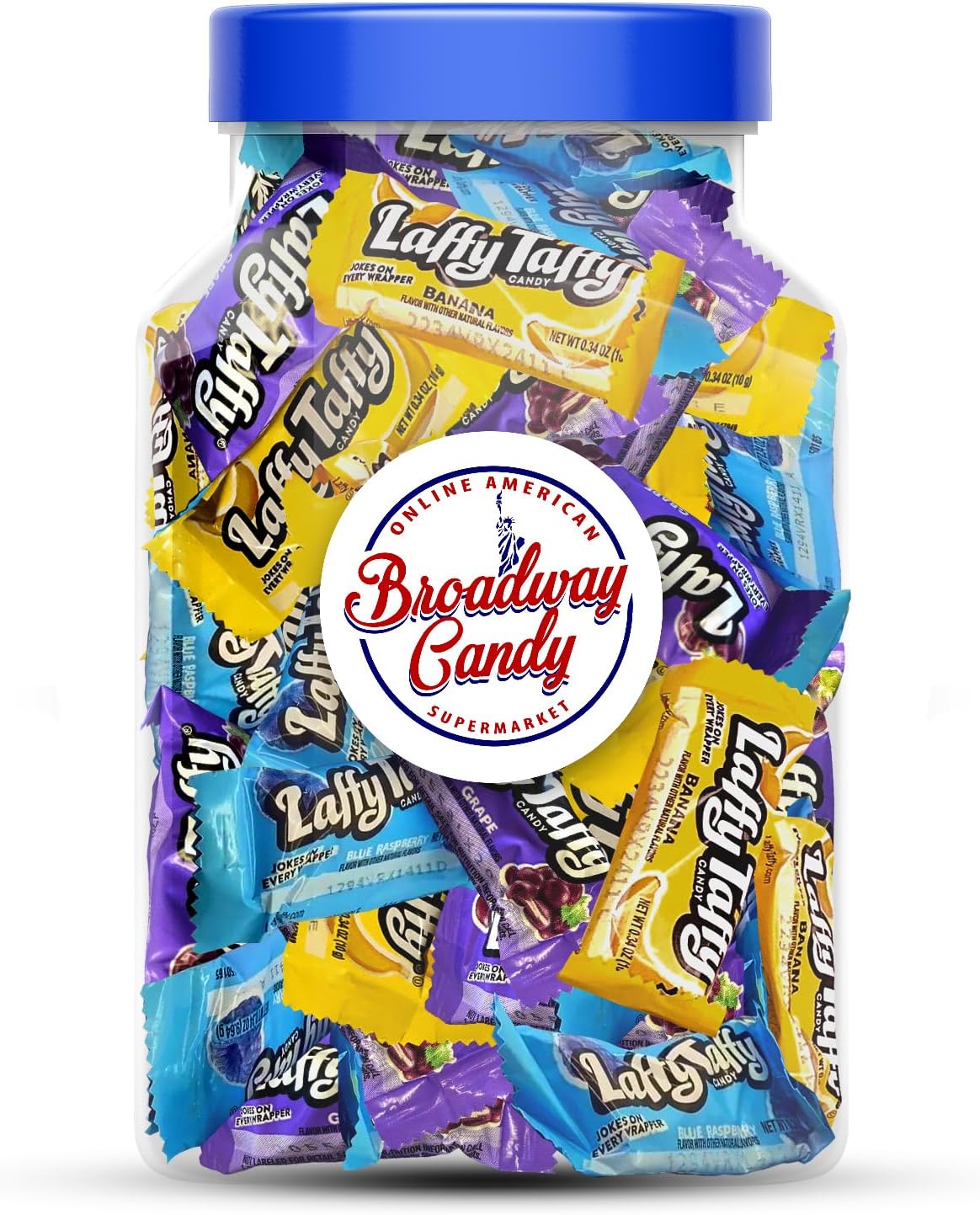 Laffy Taffy Individually Wrapped Blue Raspberry, Grape & Banana Mix Jar 900g