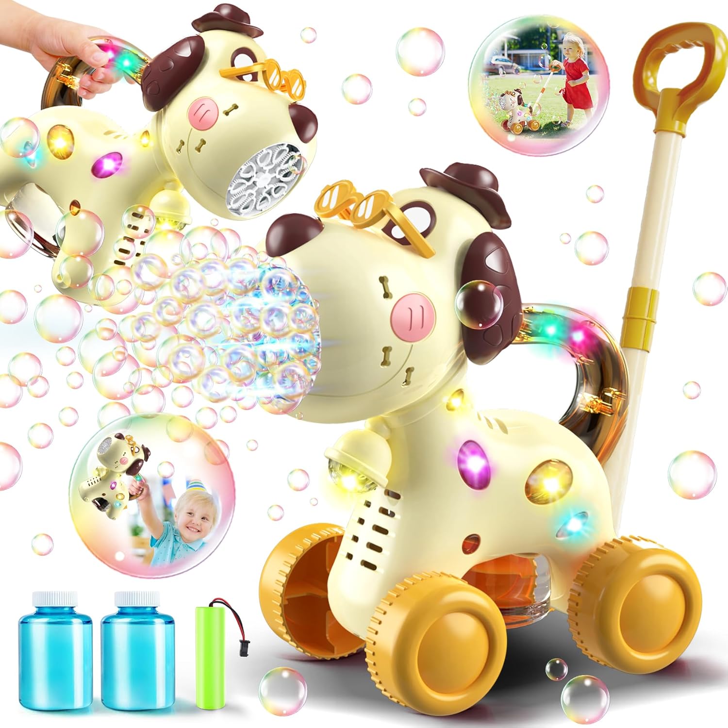 Automatic Bubble Machine for Toddlers: Portable Dog Bubble Maker Blower Toys for 3 4 5 6 Year Old Boy Girl Kids Outdoor Toys for Easter Party Birthday