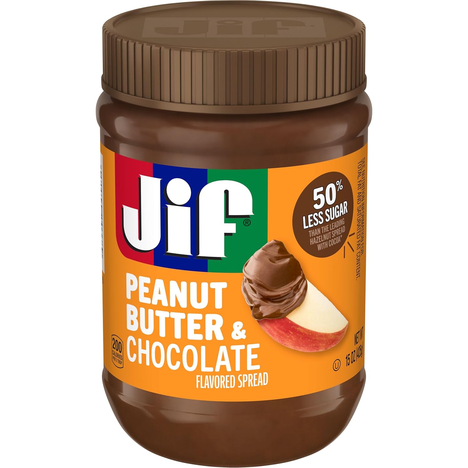Jif Peanut Butter & Chocolate, 15 Ounce (Pack of 12), Less Sugar, Thick & Creamy Texture