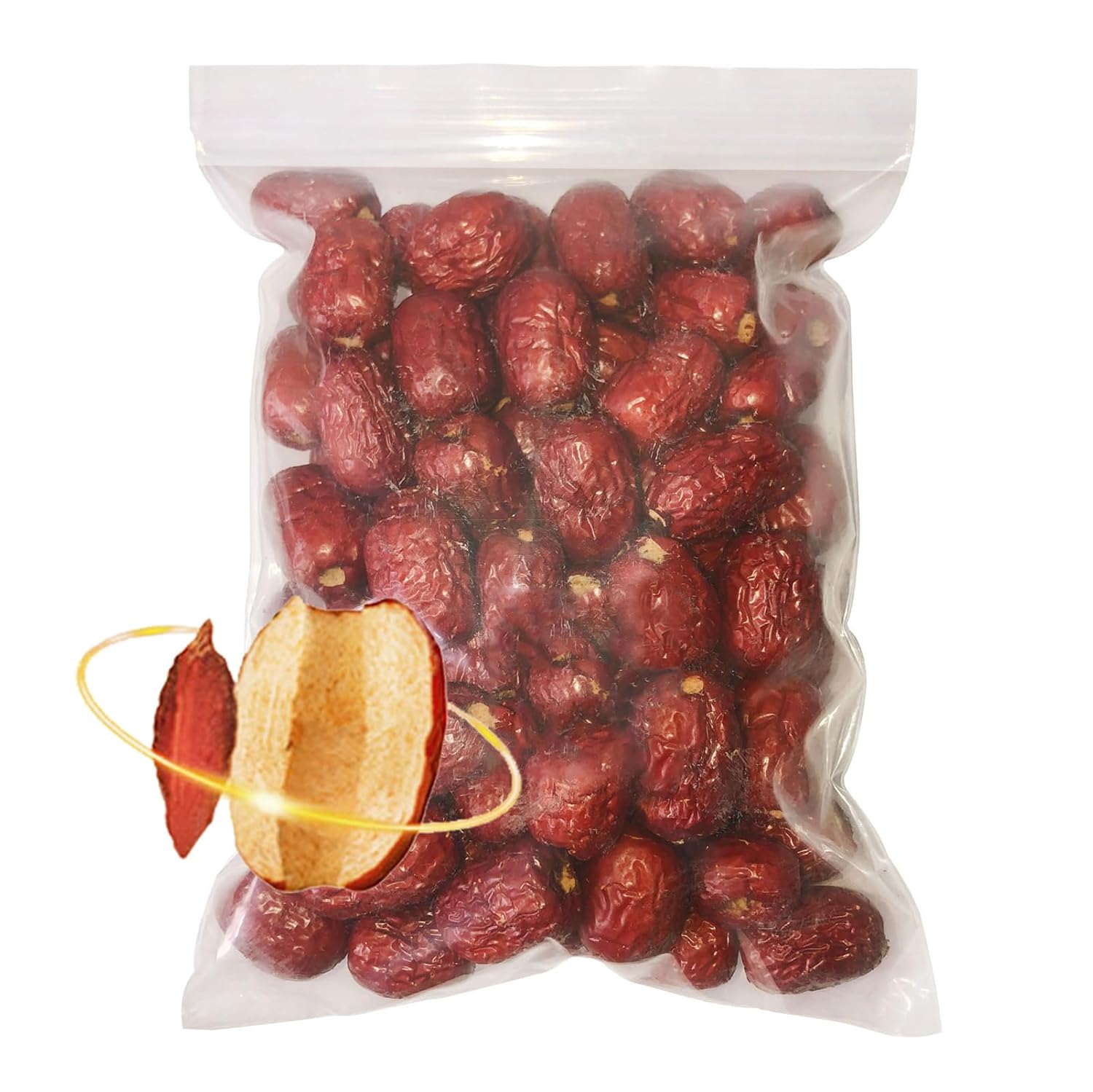 Dried Jujube Dates Pitted Red Date Natural Sweet Chinese 红枣 Dry Jujubees Fruit, Soft & Juicy & Plump & No Pit 말린대추 For Tea/Baking/Cooking