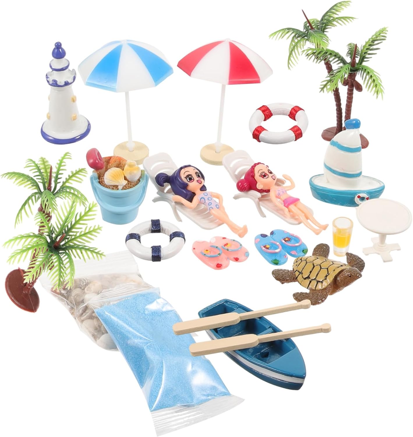 KONTONTY 1 Set Miniature House Ornament Beach Style Micro Landscape Decoration for Dollhouse Summer Scene Accessories Realistic Beach Figurines for DIY Projects