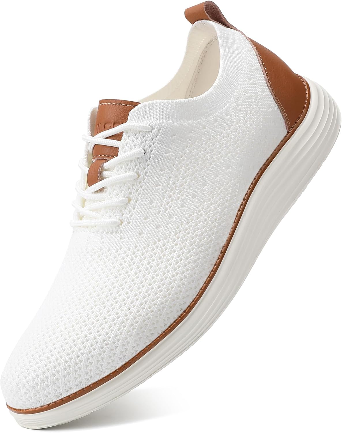 VILOCY Men's Casual Dress Sneakers Tennis Walking Shoes | Lace-Up Breathable Lightweight Comfortable Office Knit Mesh Oxfords Work&Weekend Shoes