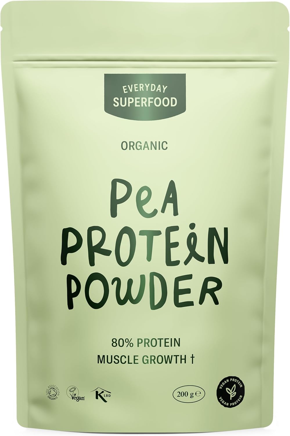 Everyday Superfood Organic Pea Protein Powder 190g, 84% Pea Protein, Unflavoured, Pre-Workout & Post-Workout, Vegan & Kosher