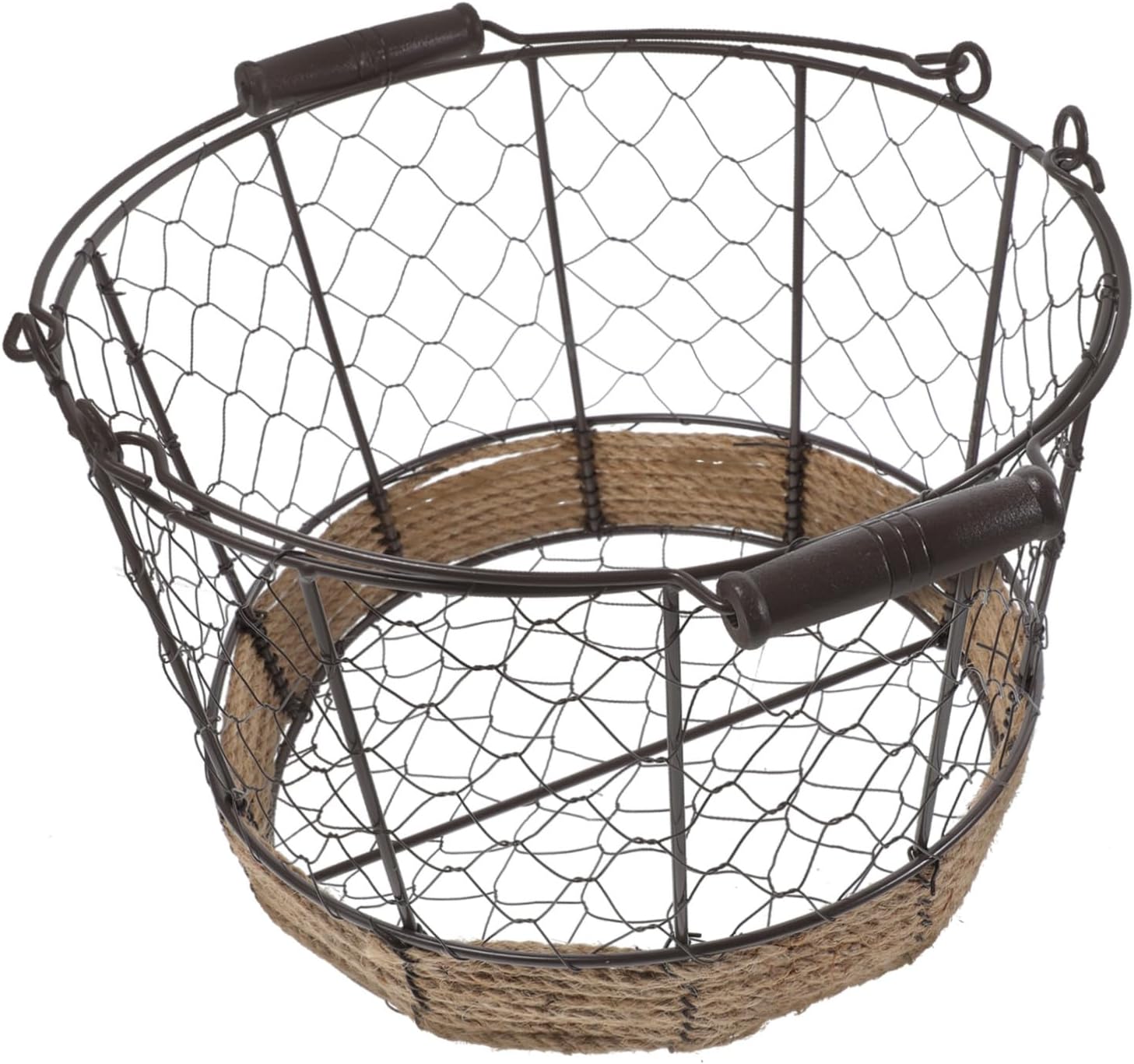 PRETYZOOM Iron Storage Basket for Kitchen Decorative Woven Sundries Container with Handle Versatile Storage for Books and Pantry Staples Rustic Home Decor