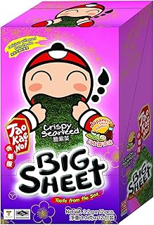 Big Crispy Seaweed Snack Sheets by Tao Kae Noi | Japanese Sauce Flavor Thai Seaweed Chip | Healthy Nori Snacks for Kids and Adults | Low Calorie Seaweed Sheets | 12 Individually Wrapped Sheets per Box, 3.2g each