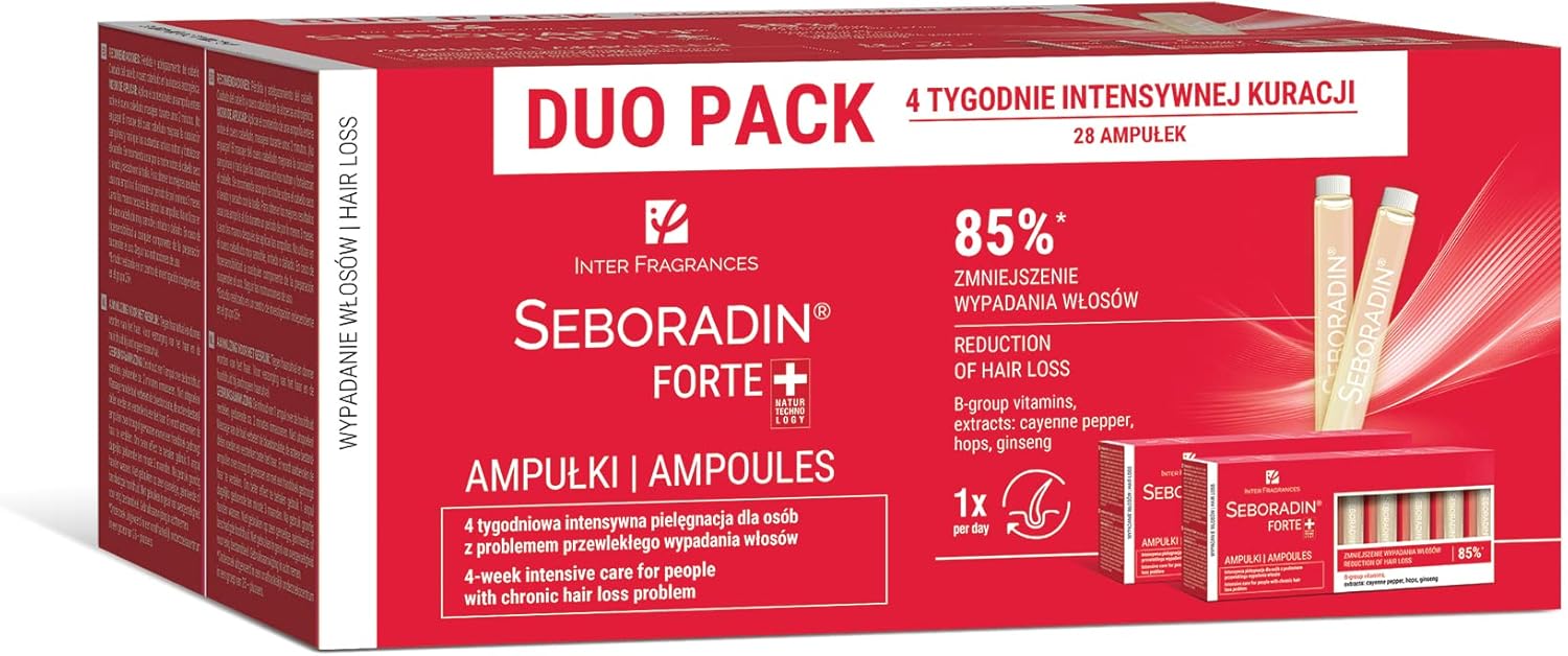 Seboradin Forte Hair Growth Serum Ampoules 28 x 5,5 ml Anti Hair Loss Serum Chronic Hair Loss And Thinning Treatment Natural Extracts and Vitamins Hair And Scalp Treatment Hair Care And Products