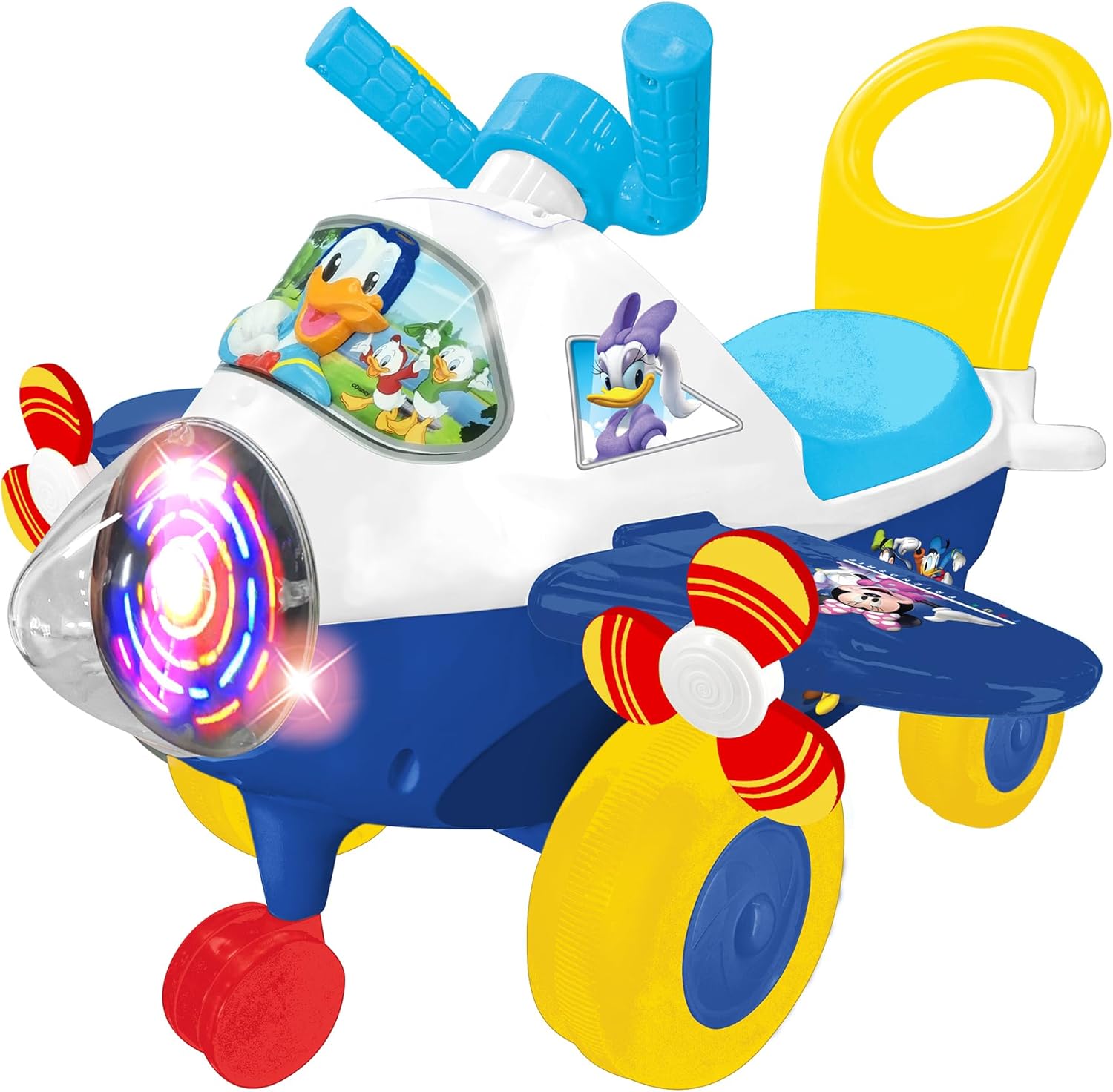 Kiddieland: Activity Plane: Donald Duck - Disney Light & Sound Foot-to-Floor Vehicle, Interactive Dashboard, Propellers, Parent Handle, Toddlers 12mo+