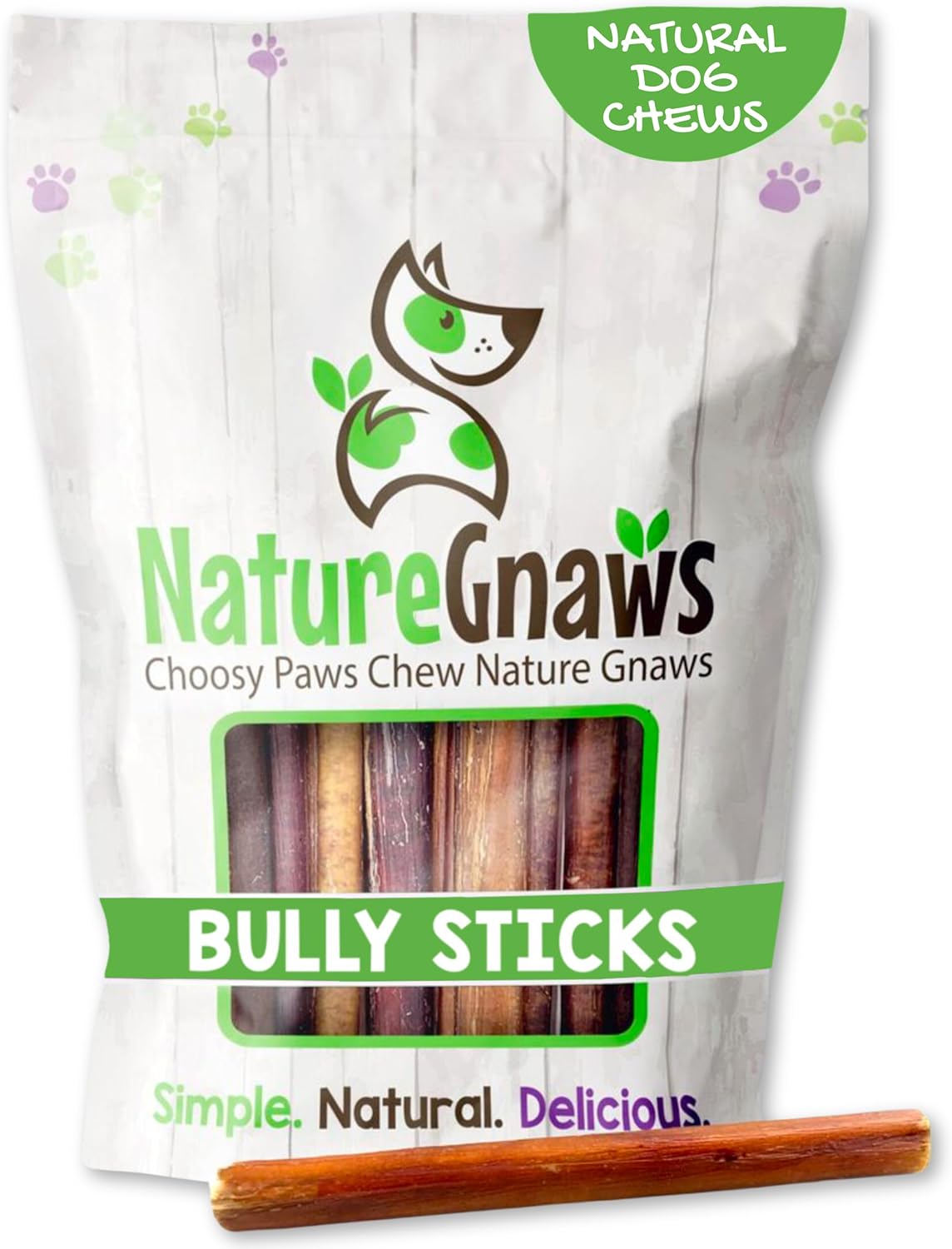 Nature Gnaws Small Bully Sticks for Dogs 5-6" (25 Count) - Long Lasting for Light Chewers and Puppies - Natural Thin Beef Dog Chew Bones - Rawhide Free
