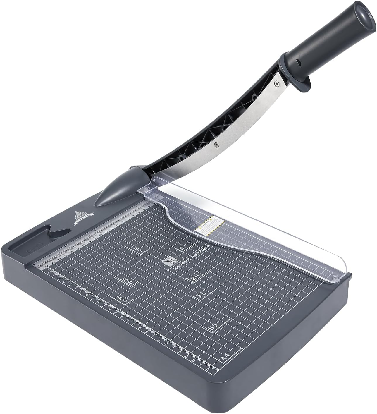 JIELISI Guillotine Paper Cutter Cutting Performance up to 12 Sheets,12 Inch Cut Length Heavy Duty Guillotine Paper Trimmer with Safety Guard and Blade Lock（Dark Gray）