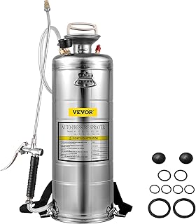 Happybuy 3.5 Gallon Stainless Steel Sprayer, 20" Wand & 3FT Reinforced Hose, Hand Pump Sprayer with Pressure Gauge, Safety Valve&Adjustable Nozzle, Garden Weed Sprayer for Lawn, Gardening & Sanitizing