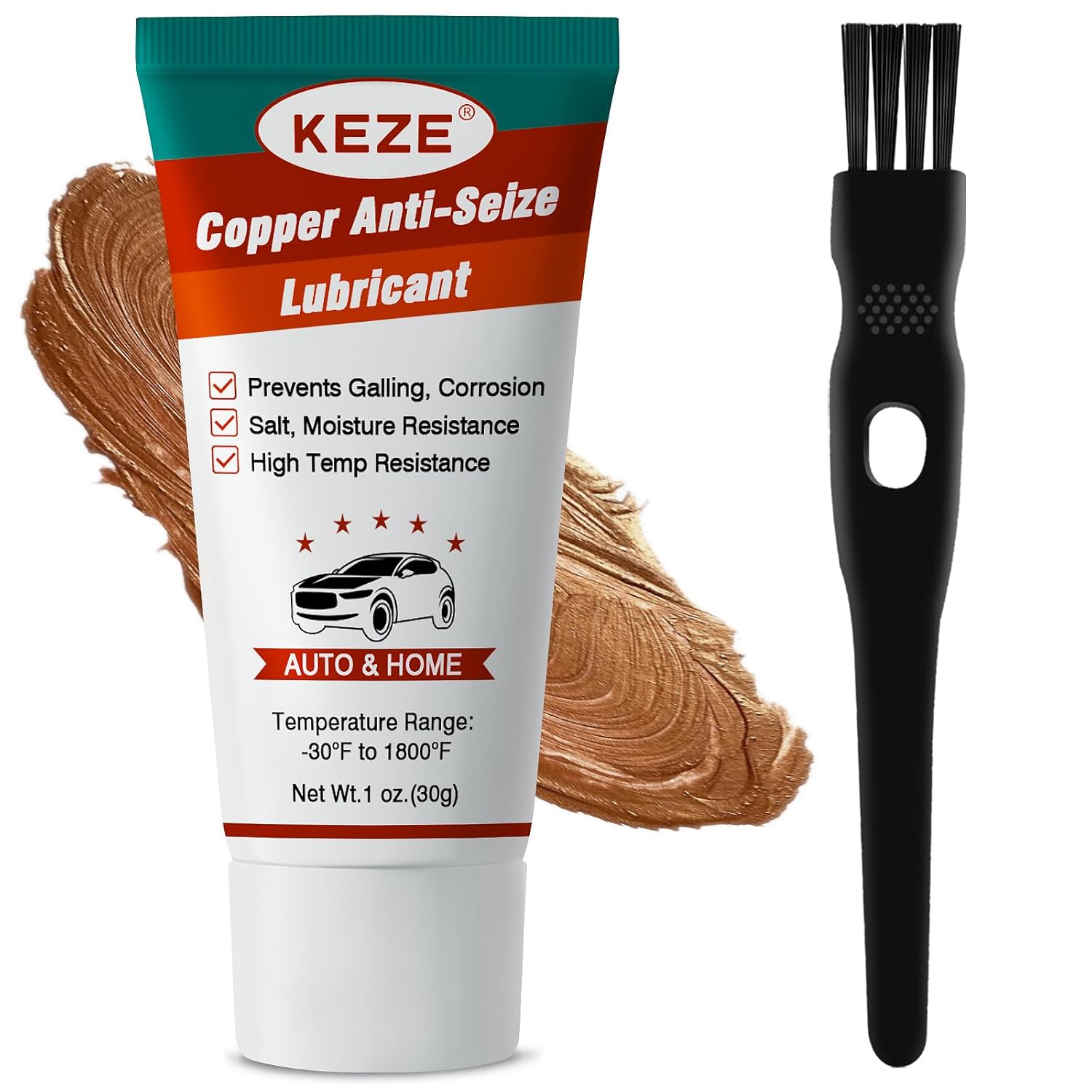 Keze Copper Anti Seize Thread Lubricant Grease Antiseize Compound Lubrication for Automotive Spark Plug Bolts and Nuts Prevent Rust and Corrosion High Temp Resistant 1 Oz-1 Pack