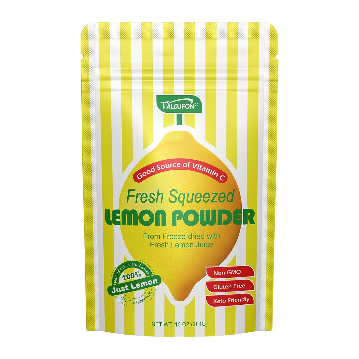 TALCUFON Freshly Squeezed Lemon Powder 10 Oz, Just Cold Pressed, Freeze Dried Lemon Juice Powder No Added Sugar, Gluten Free, Non-GMO Great Flavor for Drinks, Smoothie, & Beverages 284G
