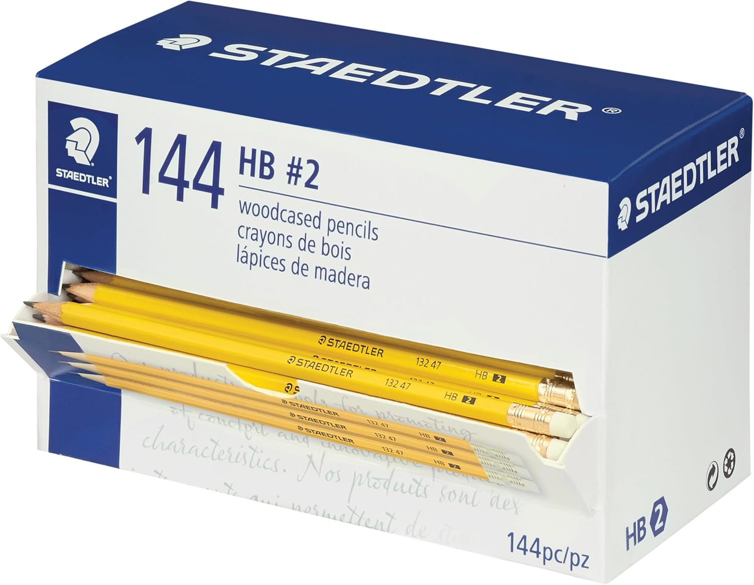 STAEDTLER Yellow School Pencils (144-Pack), Pre-Sharpened #2 HB with Erasers, Ready-to-Use School Supplies for Students and Teachers