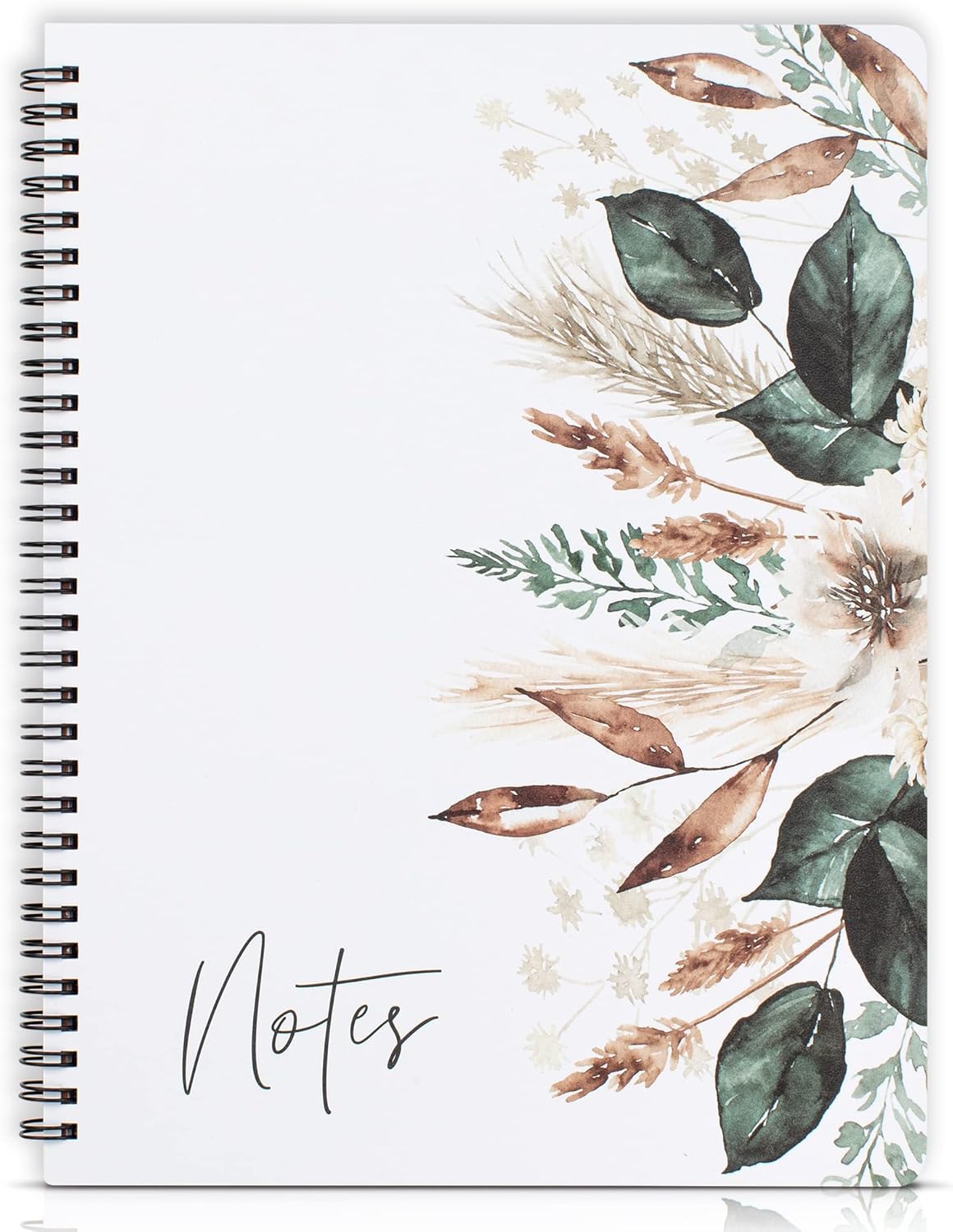Aesthetic Spiral Notebook Journal For Women - Cute Dried Floral 10.5" x 8.5" College Ruled Notebook With Large Pockets And Lined Pages - Perfect to Stay Organized and Boost Productivity at Work or