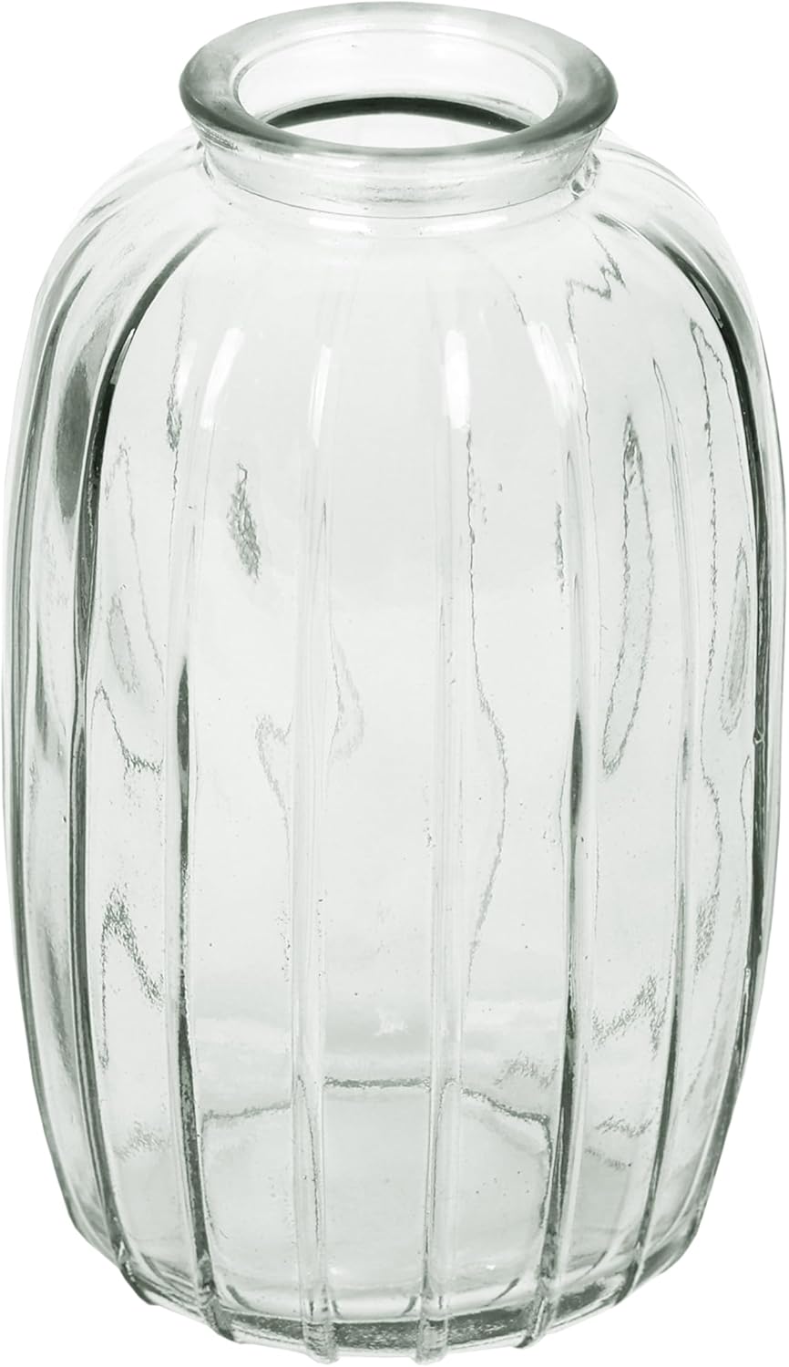 Talking Tables Clear Glass Bud Vase for flowers, stylish single stem elegant wedding table centrepiece decorations window sill decor, garden parties, summer dining, mantle styling, and gifting 12cm