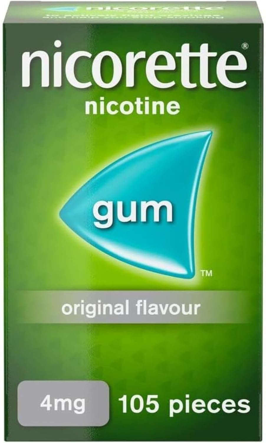 Nicorette 4mg Gum Original Flavour (105 Pieces), Discreet Stop Smoking and Stop Vaping Aid to Help you Quit For Good, Tackle Cravings and Withdrawal Symptoms, Nicotine Gum (Quit Smoking or Vaping)