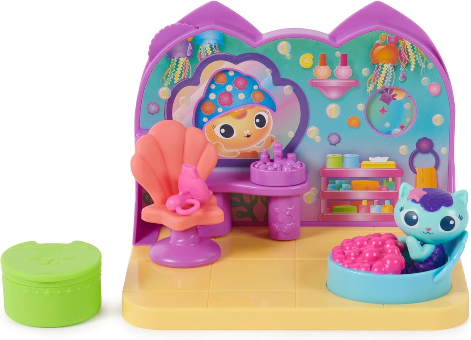 DreamWorks Gabby’s Dollhouse, MerCat’s Spa Room Playset, with MerCat Toy Figure, Surprise Toys and Dollhouse Furniture, Kids’ Toys for Girls and Boys 3+