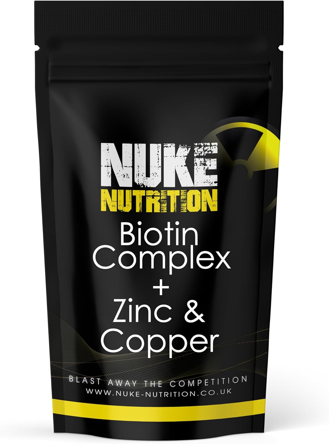 Nuke Nutrition Biotin Tablets x120 - Biotin, Zinc & Copper Complex for Hair Growth - Hair Skin and Nails Vitamins for Women & Men - Hair Vitamins for Growth and Hair Loss Supplements