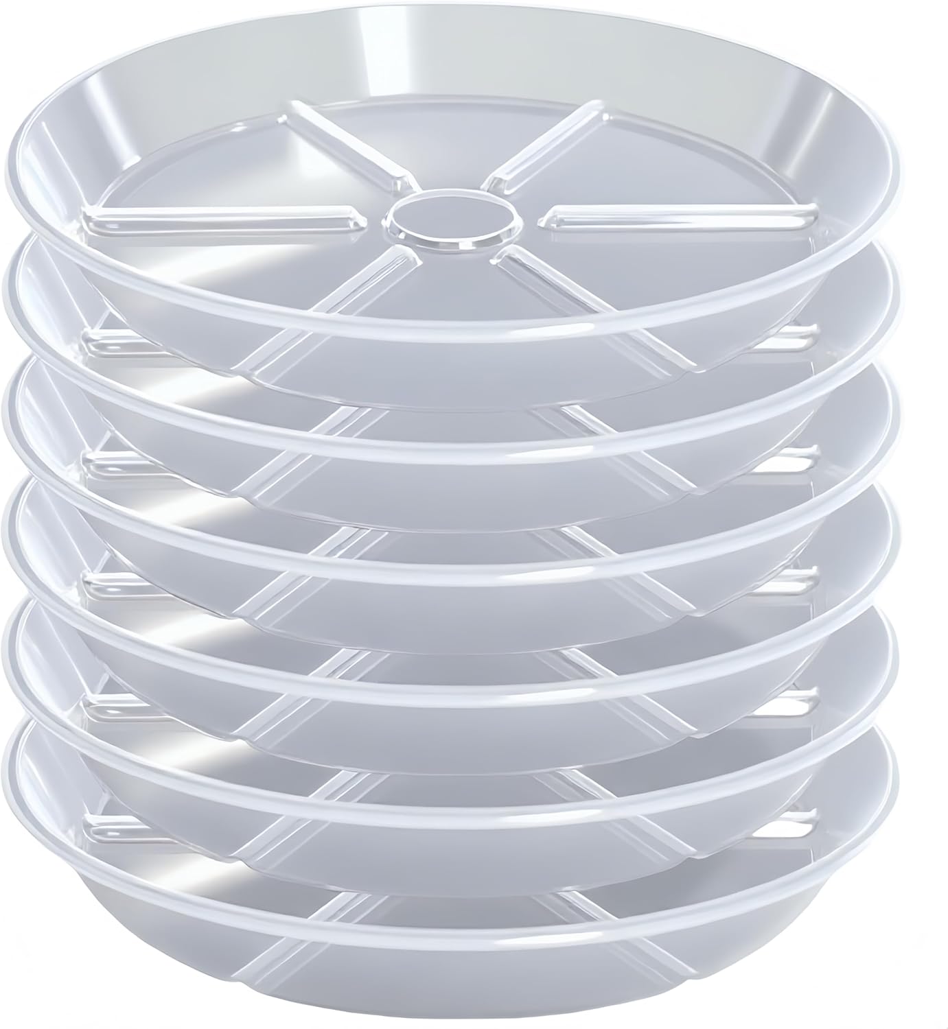 Plant Saucer 4 6 8 10 12 inch, 6 Packs Clear Planter Saucers Pot Trays, Durable Round Plastic Flower Plant Water Drip Tray for Pots, Plant Dish Plate to Catch Water for Indoor & Outdoor ( 6 inch)