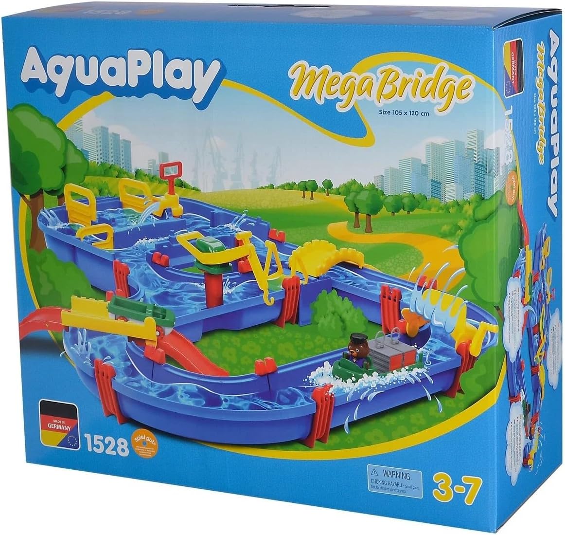 Kids Water Table | Colourful Water Play Table with Working Canal System, Lifting Crane, Bridges, Boat, and Car Toy | Ages 3+