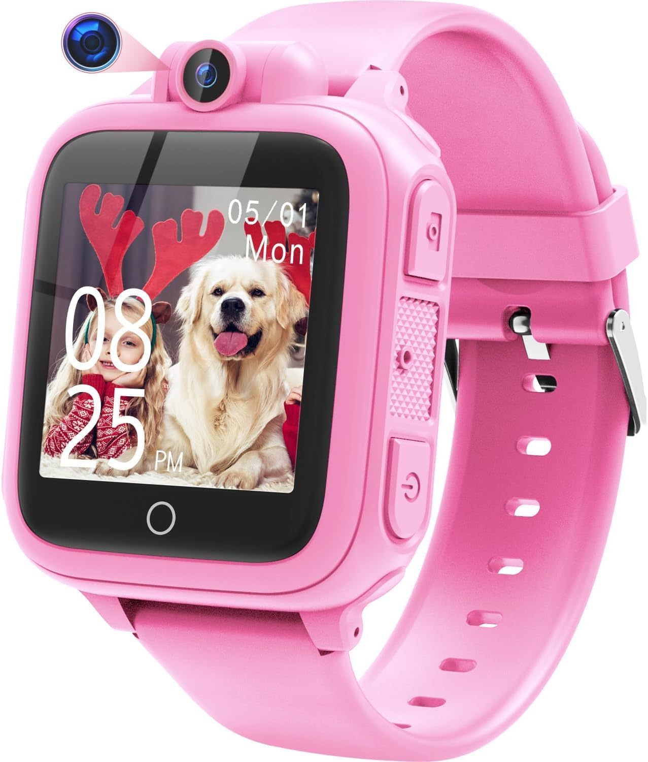 Awatty Kids Smart Watch for Boys Girls, Wrist Watches for 5-12 Year Olds Children, Birthday Gift for Kids, Pink Digital Watch with 14 Puzzle Games and 90° Rotating Camera, Electronic Learning Toys