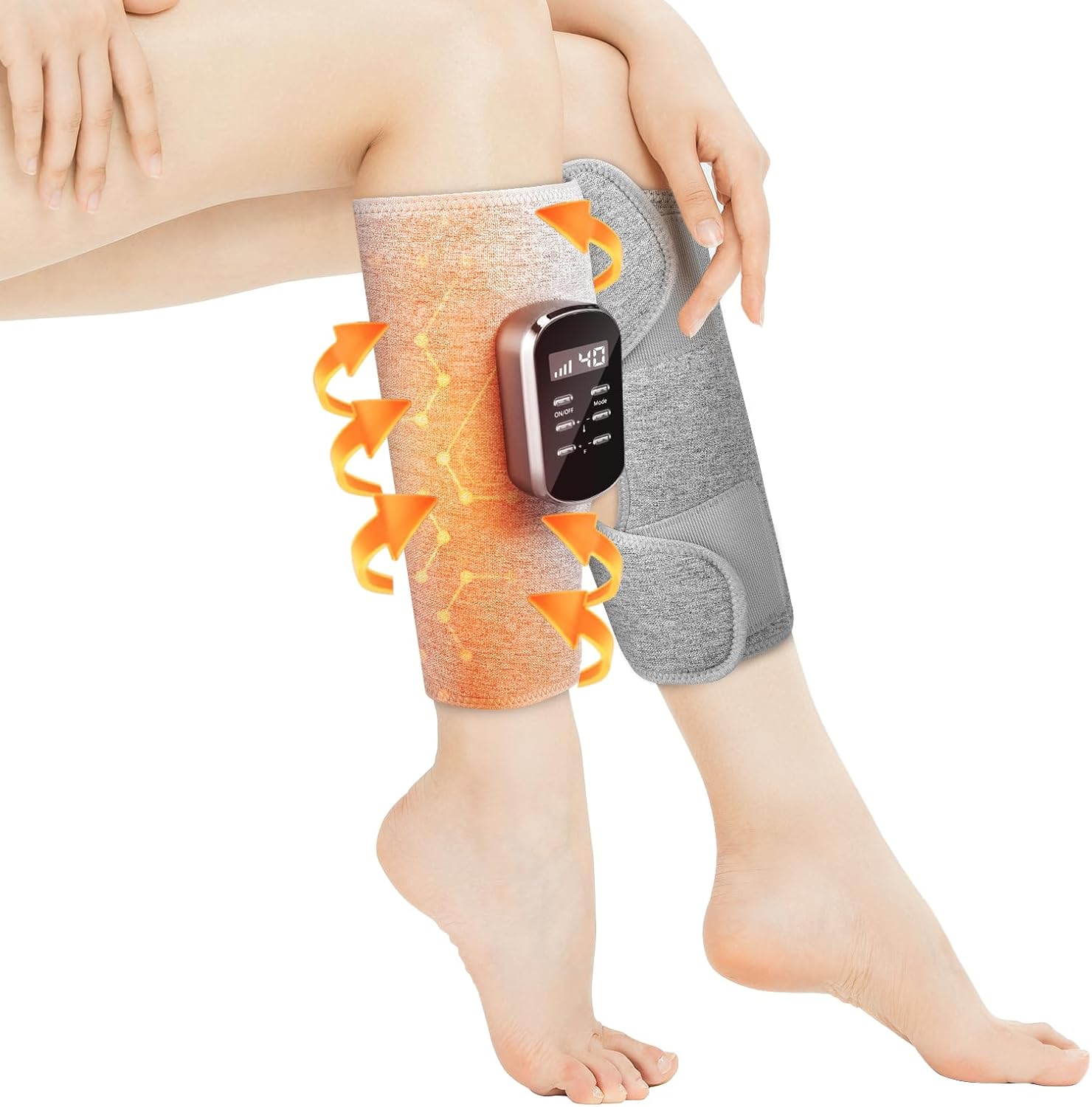 Cordless Leg Massager Calf Massager for Pain and Circulation with Air Compression, 3 Intensity Levels & 3 Heating, Rechargeable Air Compression Massager Circulation Booster for Feet and Legs, 1 Pack