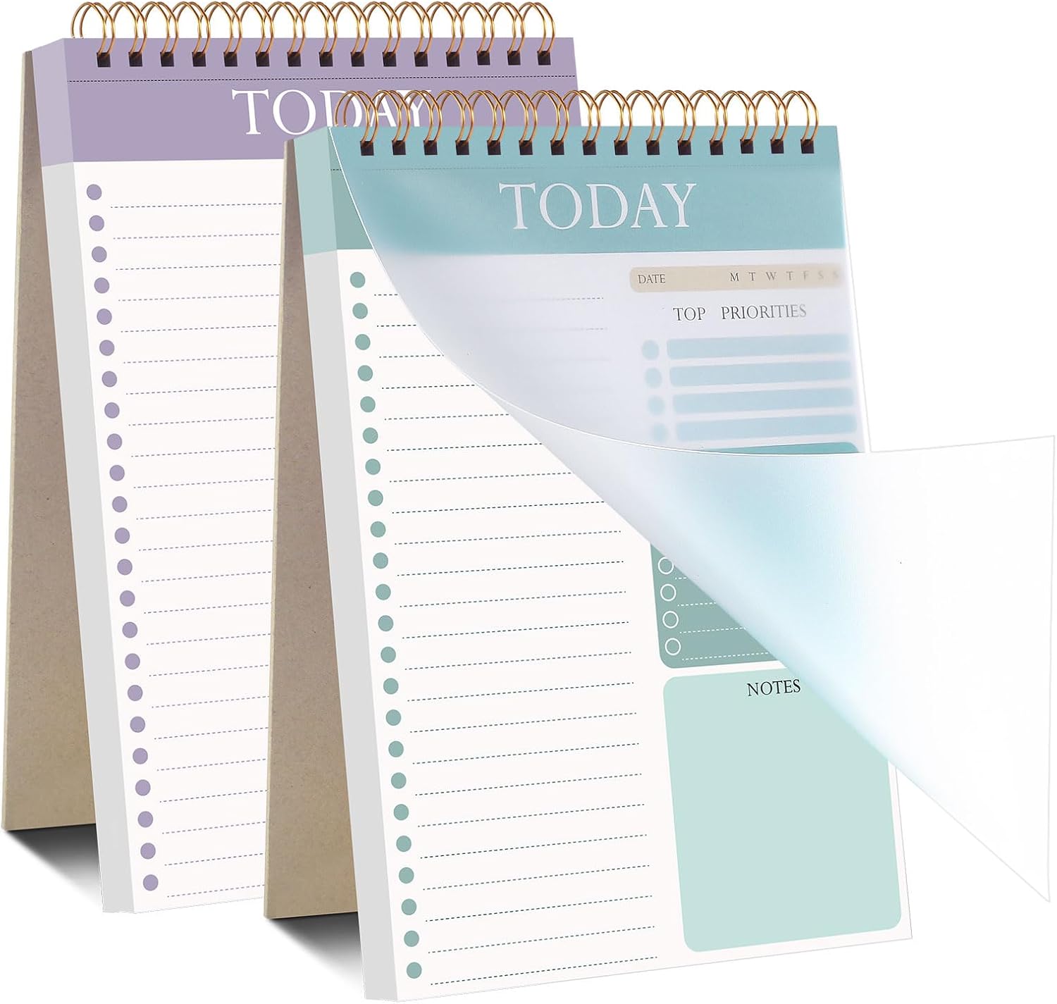 2 Pack To Do List Notepad, Undated Daily Planner A5 Spiral 104 Page To Do List Pad with Hourly Schedule Checklist for Work Study and Personal Oraganizer