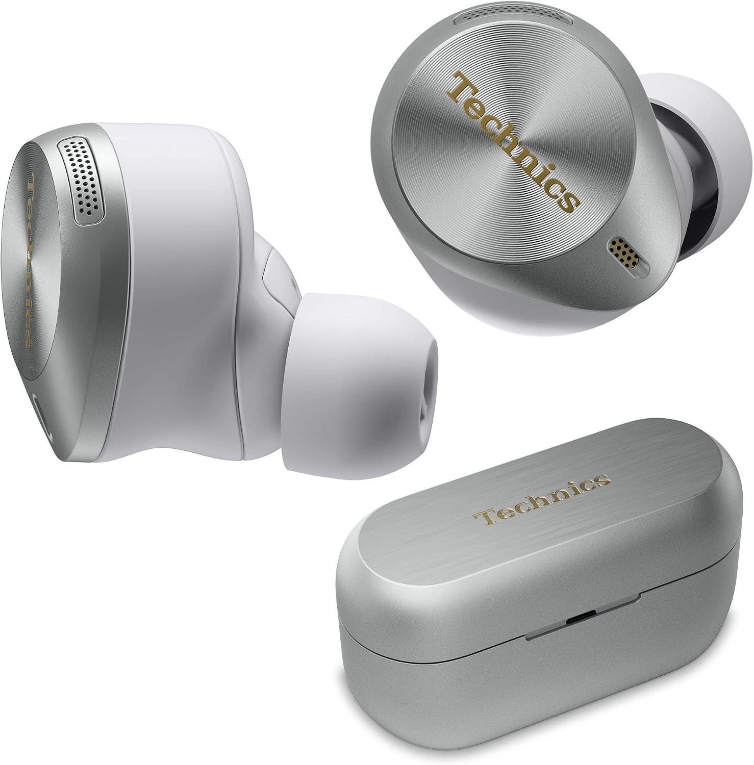 Technics Premium Hi-Fi True Wireless Bluetooth Earbuds with Advanced Noise Cancelling, 3 Device Multipoint Connectivity, Wireless Charging, Hi-Res Audio + Enhanced Calling - EAH-AZ80-S (Silver)