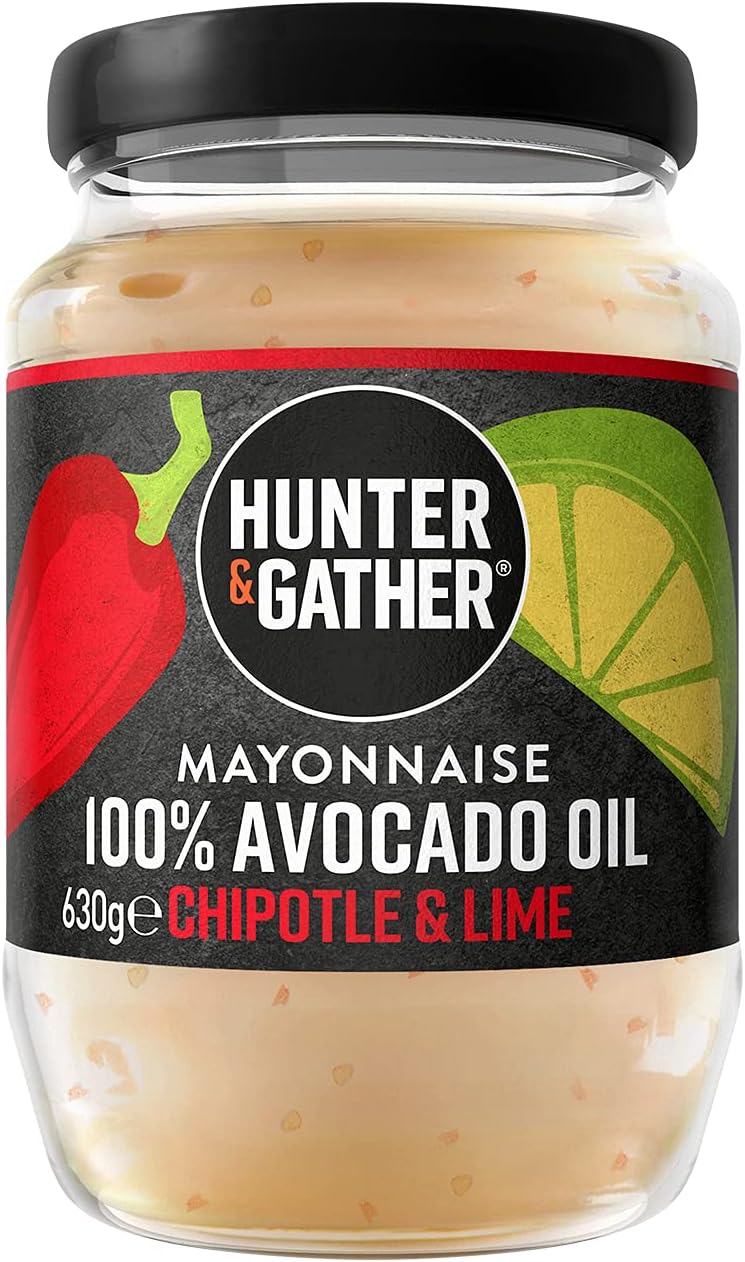 Hunter & Gather Chipotle & Lime Avocado Oil Mayonnaise 630g | Seed Oil Free I Made with Pure Avocado Oil & British Free Range Egg Yolk | Paleo, Keto, Sugar and Gluten Free Avocado Mayo | Smoky & Fiery