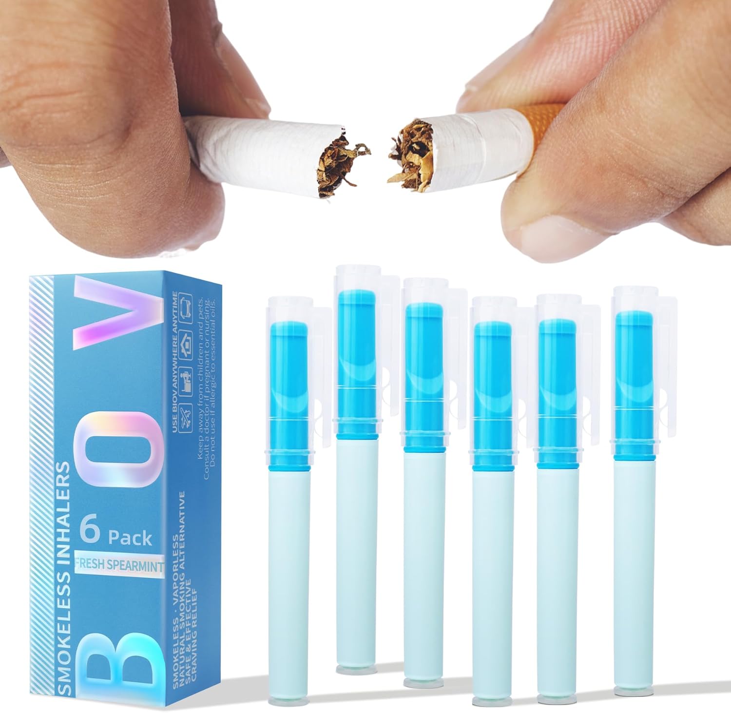 Diffuser Stick 6 Pack, Non Electric Plant-Based Long-Lasting Flavored Air Refreshing Support, Lung Cleasing Refreshing Oral Comfort, Natural Quit Smoking Aid, Fresh Spearmint