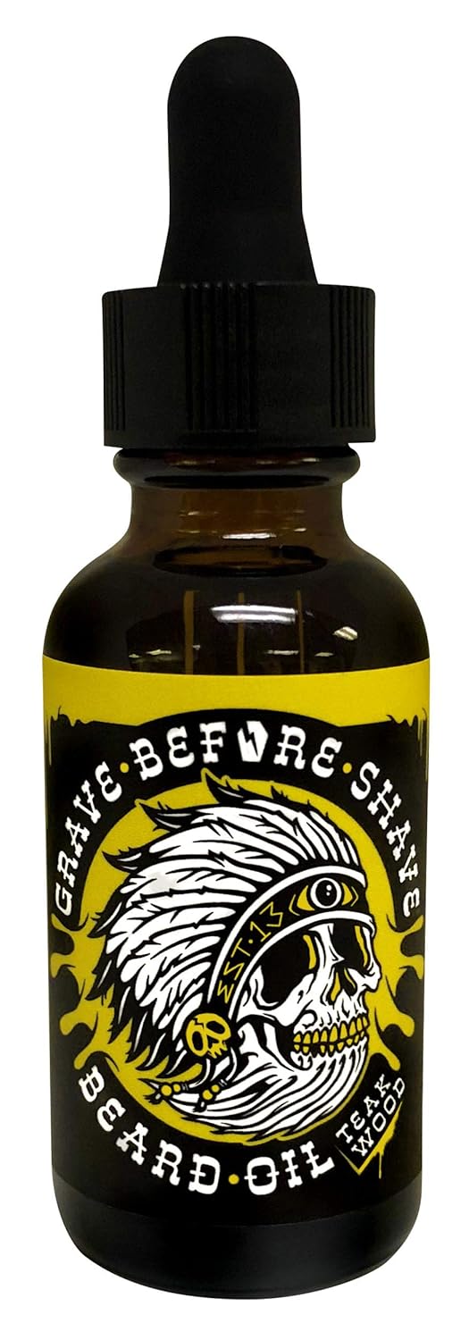 Grave Before Shave Teakwood Beard Oil 1 oz. Bottle with Dropper top Dispenser