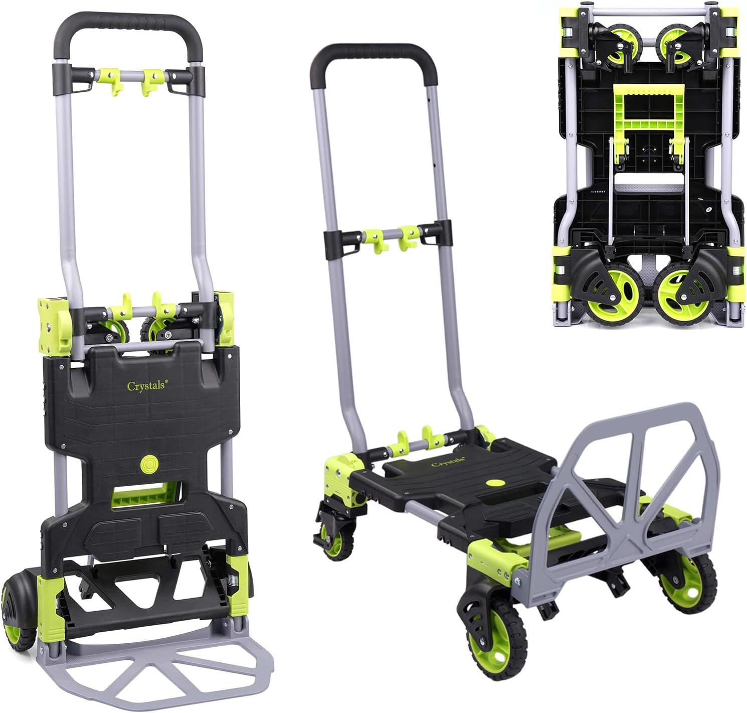 Crystals 2-in-1 Folding Sack Truck & Platform Trolley – Heavy-Duty Hand Truck Dolly with 120kg Load Capacity – Convertible Aluminium Sack Barrow for Home, Office, Warehouse & Garden Use